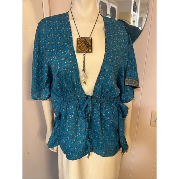 RARE Art to Wear Audrey Acosta Eco Friendly Designer Silk Kimono OS - Picture 1 of 5